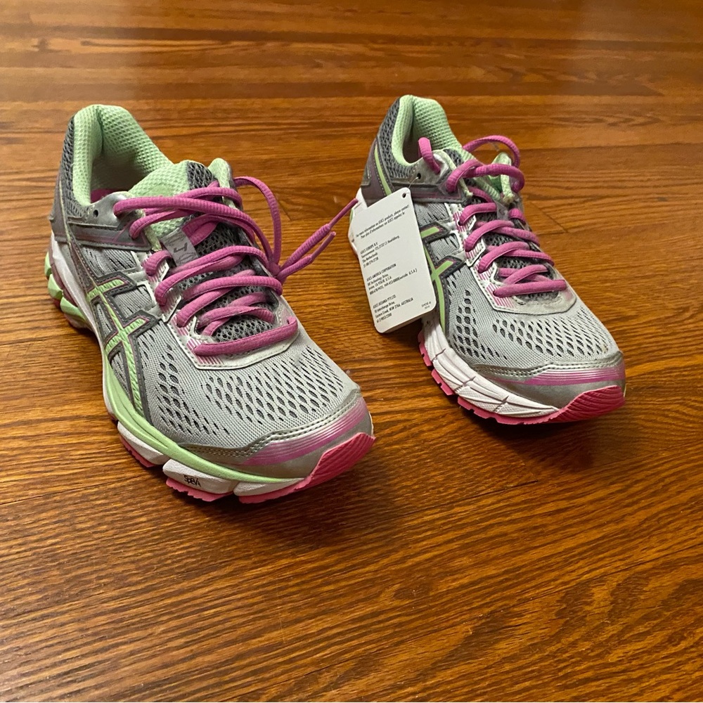 Asics Gray and Pink Athletic Shoes with Breathable Mesh